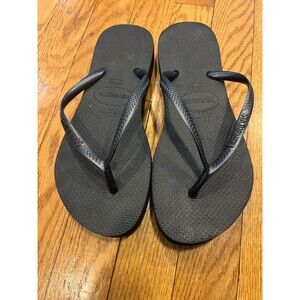 Havaianas Slim Basic Black Flip Flops | Size 7/8 | Minimalist Coastal Sandal